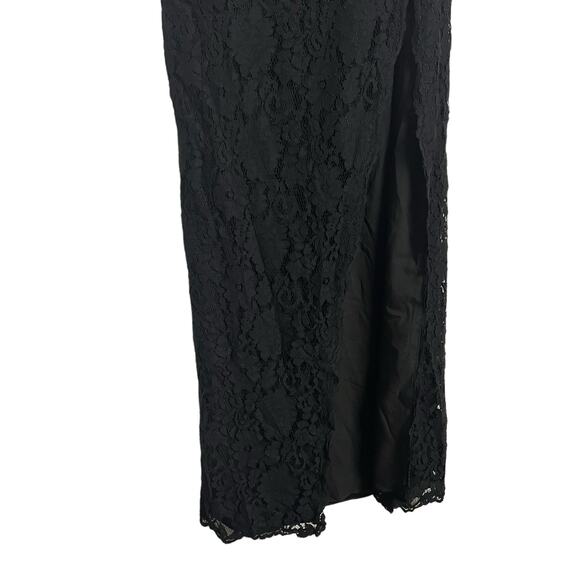 Fame & Partners Selma Black Lace One Shoulder Slit Formal Gown Size 8 - Picture 9 of 14